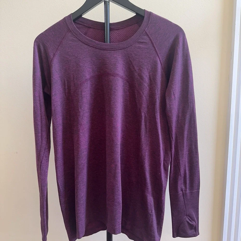 Lululemon Swiftly Tech Long Sleeve 2.0 Race Size 12 Heathered Regal Plum NWOT